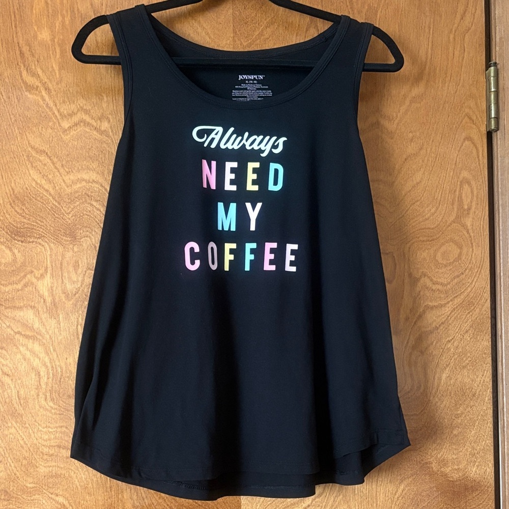 Black Graphic Tank Top - 'Always Need My Coffee' XL